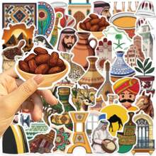 50 件中东艺术风格贴纸美观贴纸高品质贴纸贴花剪贴簿、日记本、笔记本电脑、保险杠、滑板、水瓶、电脑、手机贴纸可以为您的生活带来很多乐趣，是送给成人的完美礼物 - 彩色 - 查看 6