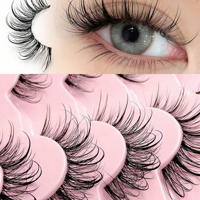  Asiteo 7对卡通风格，精致自然，水润效果，嫁接外观，仿貂毛，透明梗，Y2K风格，3D蓬松长猫眼，自然浓密睫毛嫁接，化妆工具