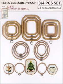 3 قطع/4 قطع أطواق تطريز خشبية بنية داكنة بطراز رجعي، أطواق تطريز DIY بطراز عتيق، أطواق غرزة متقاطعة، أطواق تطريز، أطواق لتعليق أحلام الريح، مصنوعة من ABS وPVC متين، مع خطافات معدنية برونزية للتعليق، يمكن استخدامها كديكور للحقائب والملابس والهواتف والمفاتيح، ديكور هالوين وعيد الميلاد، ديكور المكتب والسرير، تعليق السيارة، تشمل 16 إبرة تطريز للخياطة والاستخدام المنزلي