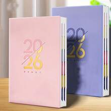 2026 English Schedule Book - Artificial Leather Hardcover Edition, Monthly And Sunday Layout, New Calendar Log: Self Discipline Check In, Time Management, Suitable For Office Use, Modern Cover Design