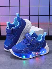 MGO Kidss MGO Kids 2025 Spring & Autumn New Dinosaur Light Up Shoes, Breathable Anti-Slip Sports Shoes, Boys' Mesh Lightweight Casual Shoes, Suitable For 1-6 Years Old Toddlers - Blue - View 5