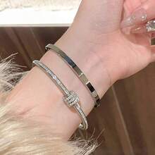 Exquisite 925 Silver-Plated Stainless Steel Fashion Bracelet, Waterproof Women Jewelry - Silver - View 15
