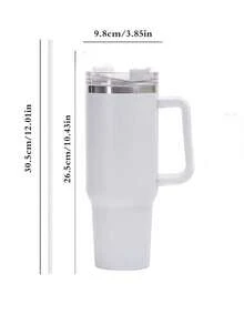 1 Pc, 40 Oz Stainless Steel, With Handle And Straw Cover, Reusable Insulated Double Wall Stainless Steel Water Bottle, Travel Cup, Ice Coffee Cup, Gift For Women, Can Hold Ice Drinks And Hot Drinks In Water Cup - Multicolor - View 3