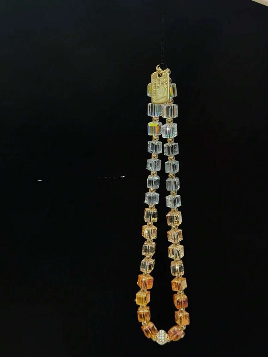 彩虹珠 | 7色水晶彩虹渐变色手机挂绳、手机挂绳、包包挂饰 - 金色 - 查看 1