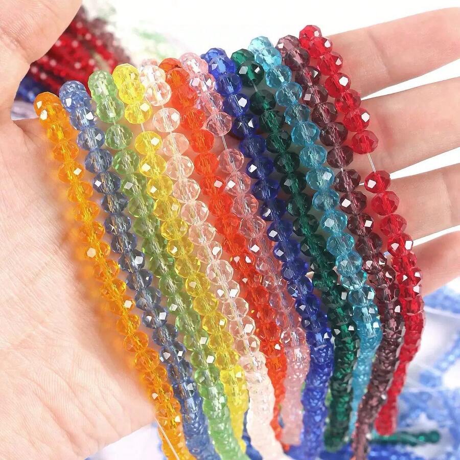10 串闪亮 4 毫米玻璃珠/节日珠/奥地利玻璃珠/玻璃圆珠/水晶隔珠,适用于手链/项链/脚链/耳环珠宝制作/DIY 散珠 - 彩色 - 查看 1