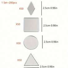 200pcs Round, Square & Triangle Acrylic Mirror Wall Stickers, Decorative Mirrors For Bedroom, Living Room, Office, Classroom, Kitchen & Bathroom Room Decor Wall Decor Home Decor