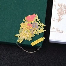 Vintage Chinese Style Floral Copper Bookmarks, Decorative Metal Collectibles, Exquisite Crafts, Christmas Gift - Multicolor - View 11