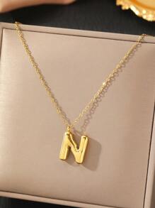 1 件不锈钢 26 字母吊坠项链，时尚优雅，送给她的绝妙礼物