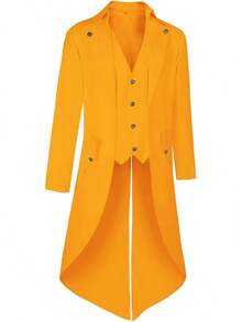 Mens Pirate Coat Steampunk Jacket Tailcoat Renaissance Jacket Halloween Hatter Costume - Yellow - View 2