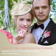 Fascinator Headband Women High Church Hats Cocktail Halloween Garden Tea Party - Cream - 查看 4