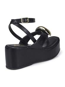 Loris Shoes Oficial Spyke Stylish Women's Wedge Strap Flatform Buckle Sandal 6430 - 黑色 - 查看 3