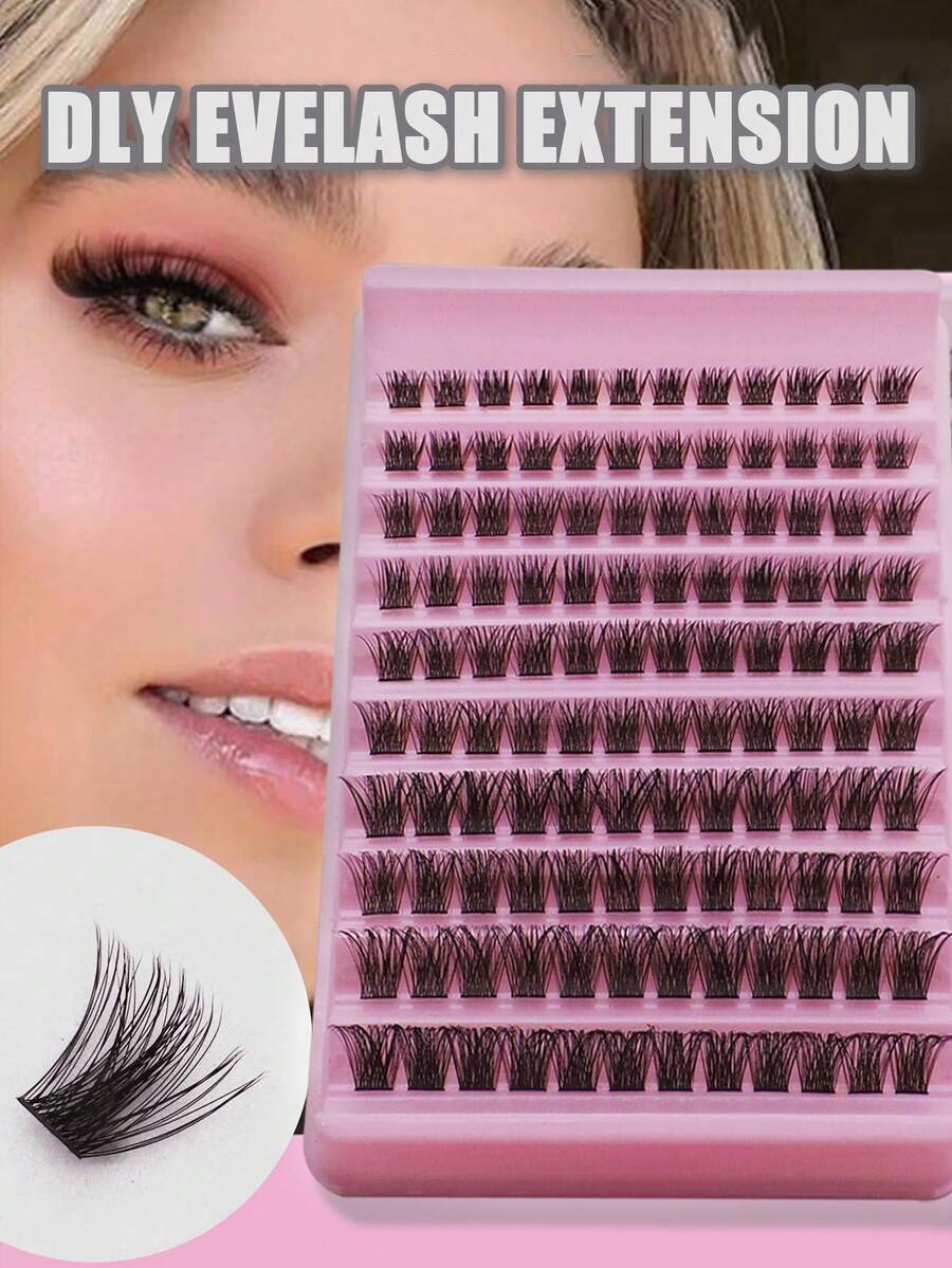 120 Pieces Individual Eye Lash Clusters D Curl 8-16mm Width Stem DIY Eye Lash Clusters Natural Look And Extra Thick Reusable Individual Eyelash Extension Kit Suitable For Home Self-Use Or On-The-Go Use For Daily Life, Dates, Parties, Music Festivals, Halloween, Etc. Lash Clusters,Eye Lash Clusters,Individual Eyelashes,Lashes,Fake Lashes - 黑色 - 查看 1