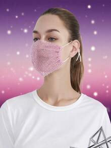 Maska na twarz z siateczki z ozdobnymi kryształkami, oddychająca, odpowiednia do klubu nocnego, na występy, na wiosnę/lato, na karnawał, bal maskowy