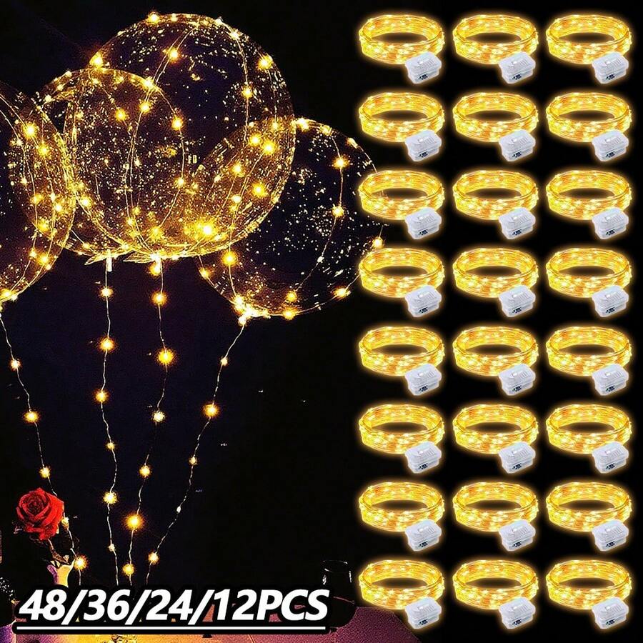 48 Pack Fairy Lights Battery Operated - 7ft 20 Led Twinkle Lights 3 Modes, Bulk Mini String Lights Waterproof For Mason Jars Vases DIY Party Wedding Decoration Christmas - 暖白光 - 查看 1