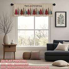 1pc Christmas Flat Visual Decorative Short Curtain, Christmas Tree Print, Rod Pocket Top, Fade-Resistant, Single-Sided Print, Polyester Material, Thick , Washable, Christmas Home Decor, Party Gift, Suitable For Living Room, Dining Room, Kitchen, Cafe, Closet Partition Christmas Decorations Room Decor Christmas Decorations Home - Multicolor - View 3