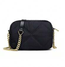 Bolso bandolera para mujer, bolso de hombro pequeño, cartera de nailon con correa de hombro desmontable y ajustable, ideal para fiestas, el trabajo y los viajes. - Negro - Ver 4