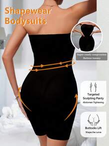 1 pieza Shapewear ligero y transpirable sin tirantes para mujer - Diseño de cintura ceñida y elevación de glúteos de grado deportivo, body invisible sin costuras, ropa deportiva de yoga - Body moldeador de tacto natural [Consulte la tabla de tallas y seleccione el tamaño apropiado]