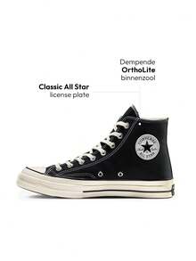 Converse Chuck Taylor All Star 70 年代高帮黑色优质帆布耐用加厚鞋垫复古经典款 162050C - 黑色 - 查看 1