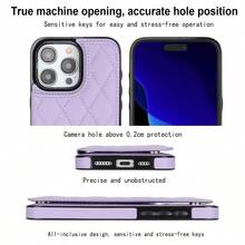 奢华时尚双扣迷你香水钱包，带卡槽、相框、支架、RFID屏蔽功能，磁吸翻盖PU皮革手机壳，兼容三星Galaxy，商务防震防摔 - 紫色 - 查看 4