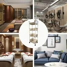 Mobile 4-Tier Spa Storage Cart With Wheels – Non-Electric Rolling Shelving Unit, Ideal For Living Room, Bedroom, Dorm, Salon & Shop, Practical Space Organization - trắng - Xem 6