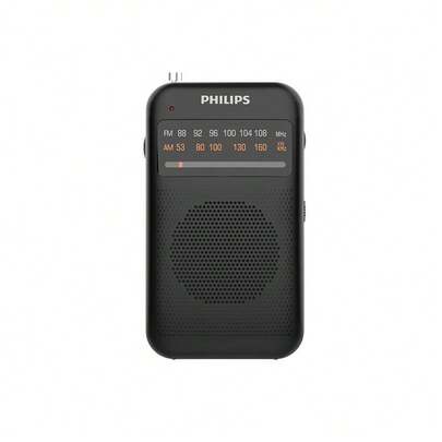 PHILIPS Radio FM Pointer TAR1368, miniradio portátil AM/FM, funciona con 2 pilas AA, conector para auriculares (pilas se venden por separado), color negro