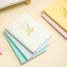 2026 English Schedule Book - Artificial Leather Hardcover Edition, Monthly And Sunday Layout, New Calendar Log: Self Discipline Check In, Time Management, Suitable For Office Use, Modern Cover Design