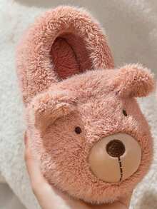 1 Pair Baby Cartoon Thermal Lined Flat Heel Casual Shoes, Suitable For Autumn/Winter