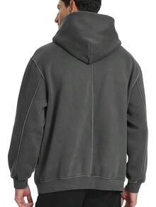 Mens Women Oversized Acid Wash Hoodie Unisex Heavyweight Vintage Fleece Sweatshirt & Hoodies For Men Couple 2025halloween - 灰色 - 查看 8