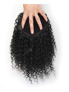 Curly Ponytail Extension - Voluminous Kinky Curly Hairpiece With Drawstring, Natural Brown (Light Dark Brown Highlights) - Easy Clip-In/Attach For Parties, Cosplay, Everyday - Afro Kinky Curly Hairstyle Add-On, Cosplay Accessory, Elegant Hairstyle, Easy Clipin Hair - 1B - 查看 8