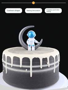 1pc Cute Creative Astronaut Cake Topper Decoration,Christmas - Gold - View 8