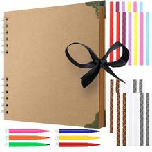 1 pieza Álbum de recortes de color caqui, 20 x 20 cm, 30 hojas/60 páginas de papel marrón en blanco, Álbum de recortes DIY, álbum con tapa dura, memo de papel kraft, viajes, regalo de cumpleaños y festividades