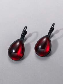 1 对哥特式吸血鬼红色时尚神秘水滴形女士耳环，神秘女巫珠宝万圣节礼物配饰 - 耳環 - 查看 4