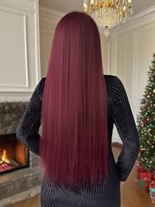 28 Inch Burgundy Straight Long Synthetic Hair Ponytail Extension, Suitable For Women - Burgundy - View 10