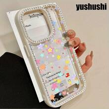 Diseño estrellado vibrante, una funda para teléfono 3 en 1 con tachuelas de doble cara, compatible con las series 16 Pro, 16, 15 Pro, 14, 14 Plus/14 Pro, 13, 13 Pro, 12 Pro y 11 Pro. Este suave es resistente a caídas y manchas, diseñado tanto para hombres como para mujeres, con adornos. - transparente - Ver 6