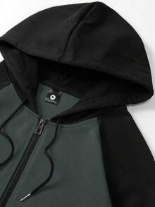Men's Spring/Summer Lightweight Colorblock Zip-Up Hoodie And Jogger Set, Casual 2-Piece Outfit With Pockets, Drawstring Waist And Long Pants - Multicolor - View 9