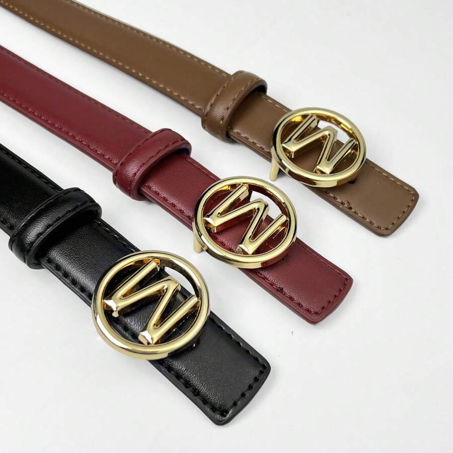 Unisex Vintage Belt With Smooth Letter Metal Buckle, PU Leather, Fashionable Design, Suitable For Jeans, Suits, Dresses - Ideal For Dates, Holidays, Parties, Casual Outings. Multiple Colors Available, Great Gift For Friends And Family For Christmas, Halloween, Oktoberfest And More