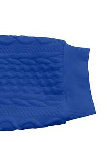 Plain Texture Casual Zipper Bomber Jacket, Cable Knit Rib Knit Casual Solid Color Long Sleeve Coat, Daily Women's Wear - Màu xanh lam - Xem 3