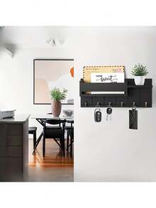 1 قطعة خشبية مع مدير البريد، حامل المفاتيح، تخزين الحقائب، رف معلق، رف تخزين، رف مفاتيح مثبت على الحائط. سهل التركيب. رف مفاتيح ومستلزمات مثبتة على الحائط للغرف المعيشية والمطابخ والممرات، وأرفف تخزين مثبتة على الحائط للنباتات المزروعة في أصص والزخارف الصغيرة - متعدد الألوان - مشاهدة 6