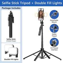 TOKQI 180cm/70.87In Aluminum Alloy Selfie Stick With Reinforced Tripod,Multifunctional Bluetooth Remote Phone Holder With Fill Lights,Extendable & Portable Phone Tripod, Compatible With IOS Android Smartphone For Summer Vacation, Travel, Outdoor Activities, Live Streaming Tripod Stand - Multicolor - View 15