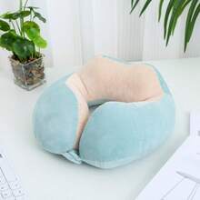 New Solid Color Camel Hump Pattern Cotton Pillow, Portable Neck Pillow Suitable For Outdoor Travel, Office Nap, With Magnetic Storage Function U-Shaped Fabric Pillow - Multicolor - View 15