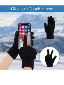 冬季无檐小便帽 + 围脖 + 触摸屏手套套装，柔软针织帽弹力手套保暖无檐小便帽套装，适合女性和男性礼物冬季无檐小便帽，颈部保暖器寒冷天气装备男女通用，温暖的冬季弹力针织手套帽子 - A - 查看 4