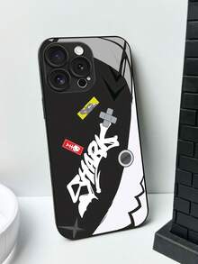 Fashionable Shark Logo Graphite Black Glass Material Phone Case Compatible With Apple 16 Pro Max/15 Pro Max/14 Pro Max/14 Plus/13/13 Pro Max/12 Pro/11 And Galaxy S25 Ultra/S24 FE/S24 Ultra/S23/S22/Note20 Ultra/A56/A55/A16/A54/J6, Redmi Note 14 Pro/13/12, Mi 14T Pro/13T Accessories - Black - View 4