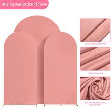 5ft, 6ft, 6.6ft, 7.2ft Arch Backdrop, 2 Sides Spandex Stretch Fabric Arch Backdrop, Suitable For Wedding Arch, Birthday Party, Wedding Arch Decor (Arch Frame Not Included, Only Fabric Backdrop) - Apricot - View 3