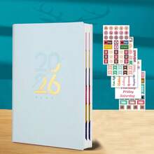 2026 English Schedule Book - Artificial Leather Hardcover Edition, Monthly And Sunday Layout, New Calendar Log: Self Discipline Check In, Time Management, Suitable For Office Use, Modern Cover Design