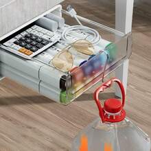 Sturdy Plastic Mini Drawer Self-Adhesive Desk Organizer Hidden Drawer Desk Office - 無色 - 查看 5