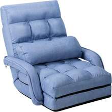 Adjustable Floor Chair, Folding Lazy Sofa Chair With 5 Positions, Detachable Seat Cushion, Indoor Chaise Lounge Sofa Bed For Living Room, Bedroom, Office (Blue),17249336