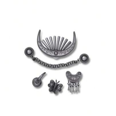 5 st/set ihåliga träskor Jibistar accessoarer dekorativa hål skor utsökta texturerade personliga skoberlocker, blandad silver- och guldmetall