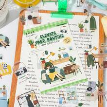 30 件温暖家居可爱图案贴纸，适用于办公室、电脑、手机壳、相册、行李箱、记事本、学校笔记本、剪贴簿、学校用品、绿色美学、文具 - 綠色 - 查看 4