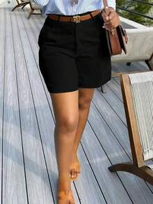 Pantalones cortos de verano de talla grande para volver a la escuela, para maestros - Negro - Ver 1