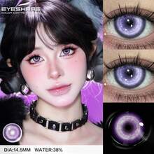 Eyeshare 1副彩色隐形眼镜角色扮演紫色镜片动漫美妆镜片粉色隐形眼镜红色镜片灰色瞳孔镜片万圣节服装角色扮演 - 半年拋 - 查看 18
